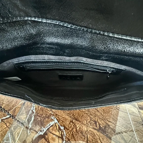 Aqua Metallic Foldover Clutch in Black - Picture 4 of 9